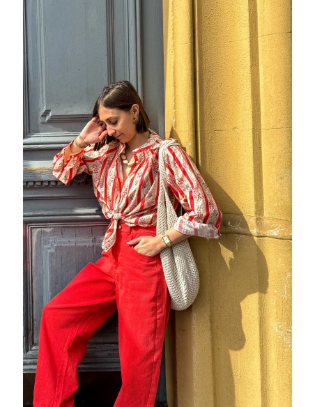 Chemisier Fleurs Corail LINDY Noho - 2 | Accueil