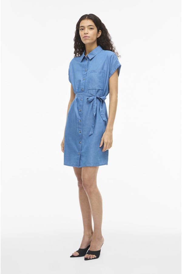 Mittleres blaues Denim-VINORI-Kleid