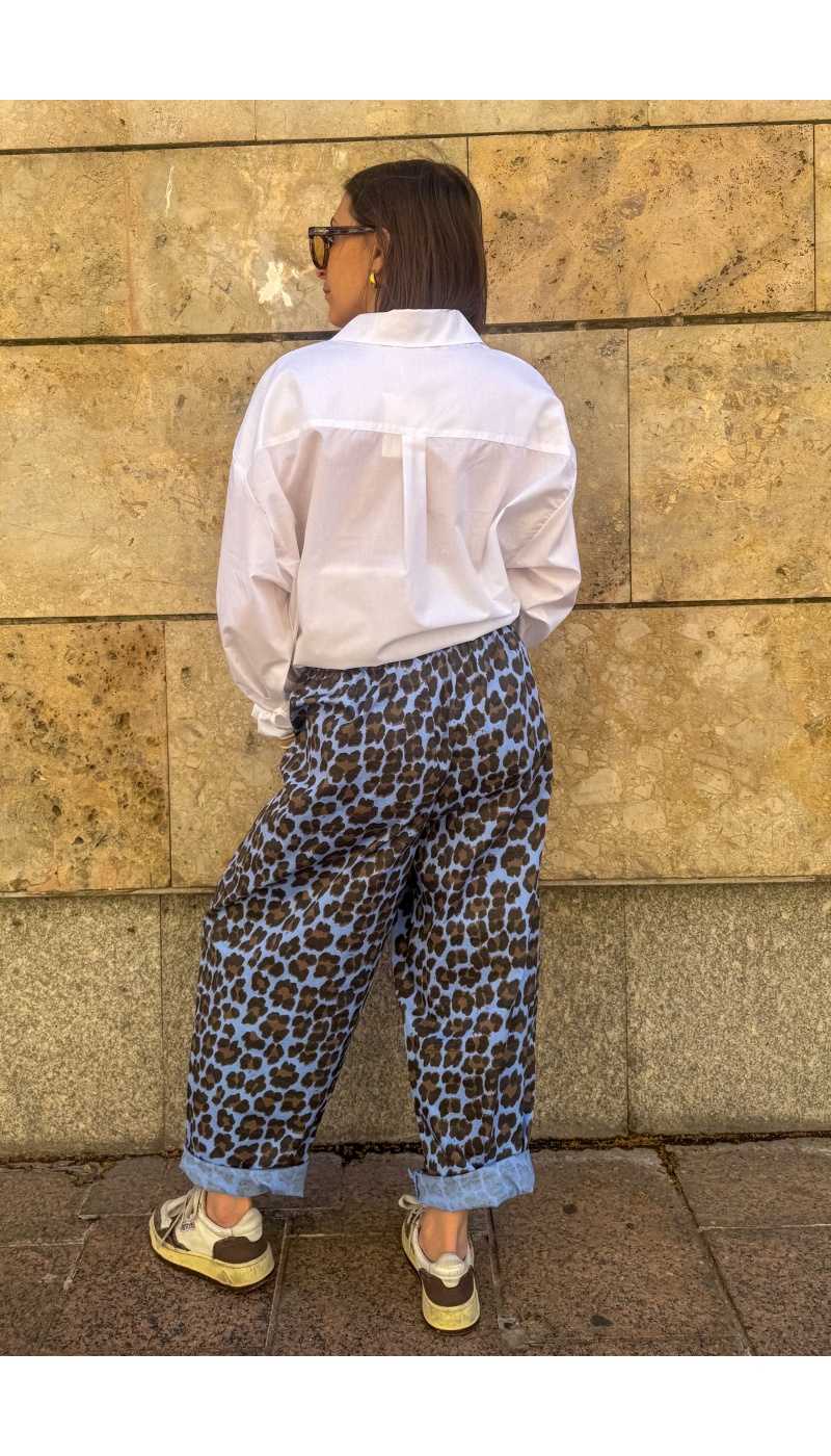 Pantaloni JUDIE Johanna leopardati blu
