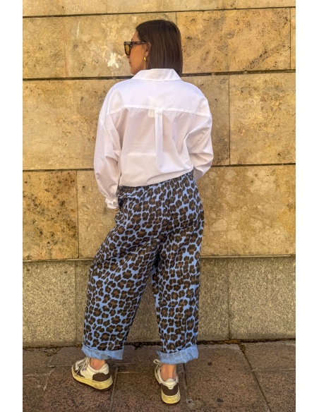 Pantaloni JUDIE Johanna leopardati blu