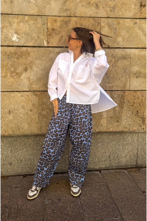 JUDIE Pantalón Johanna Leopardo Azul