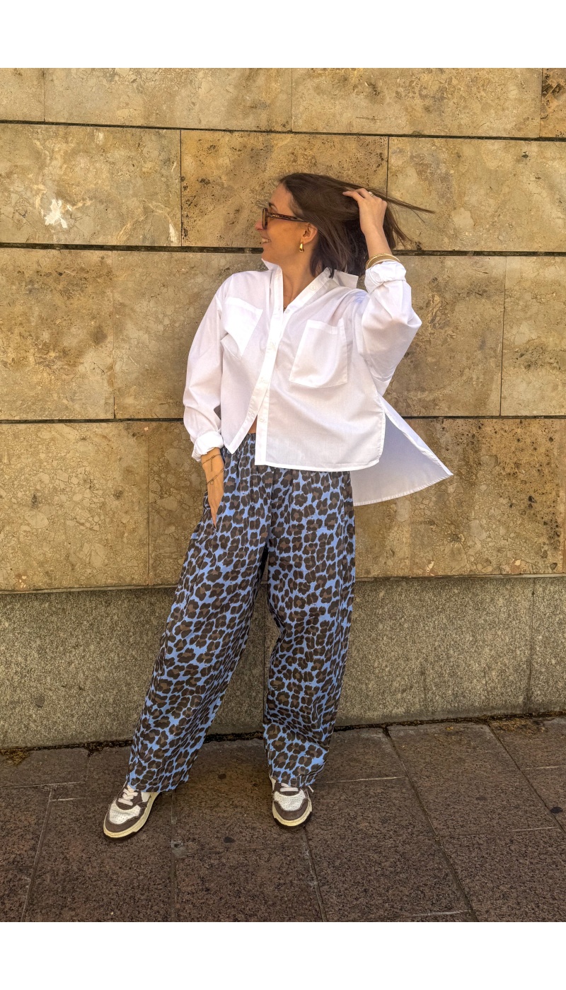 JUDIE Pantalón Johanna Leopardo Azul