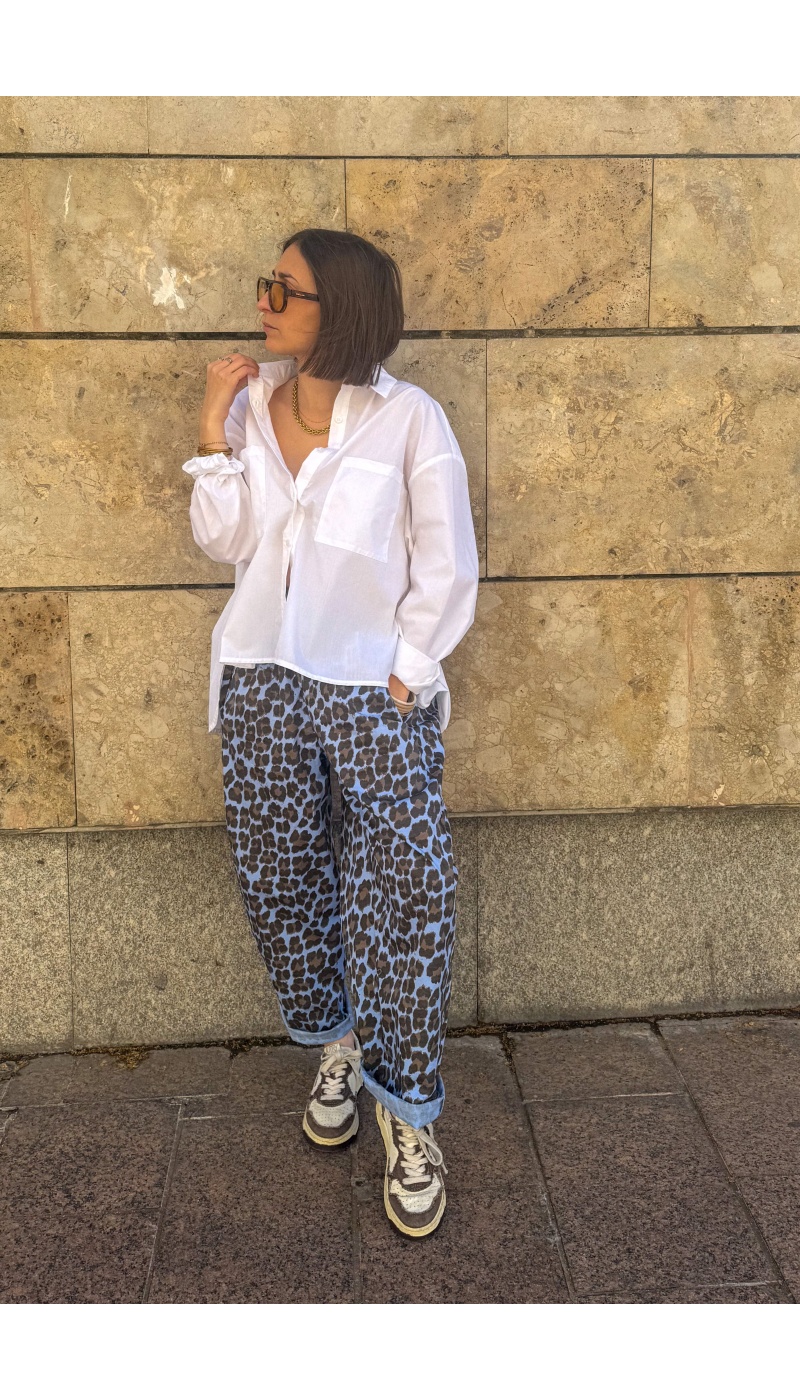 Pantaloni JUDIE Johanna leopardati blu