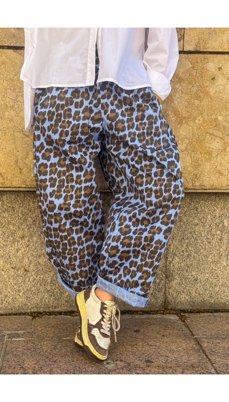 JUDIE Pantalón Johanna Leopardo Azul