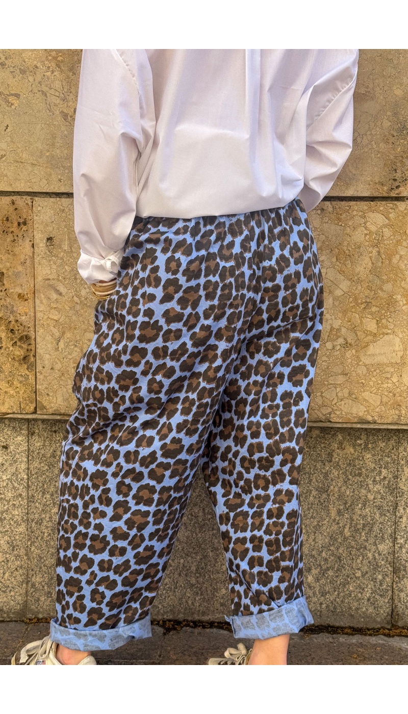 JUDIE Pantalón Johanna Leopardo Azul