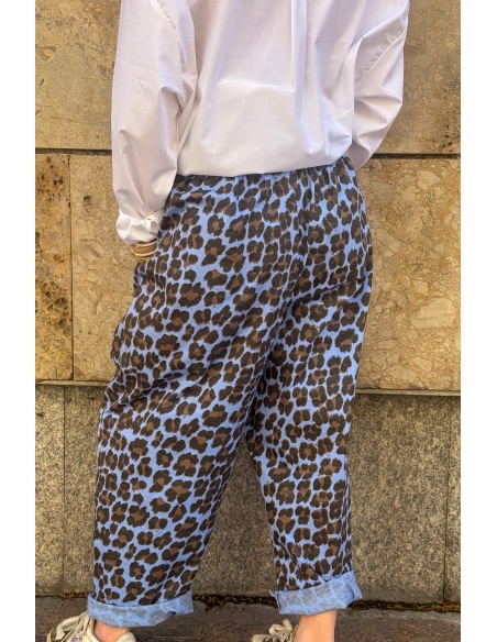 JUDIE Pantalón Johanna Leopardo Azul