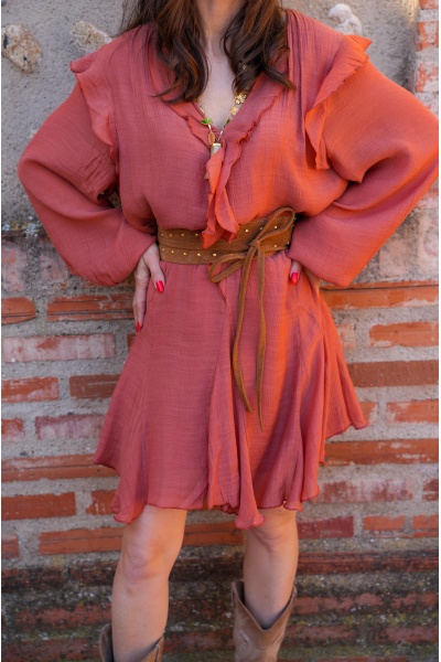 Robe Courte Terracotta SOULY - Élégance pour Femmes 2