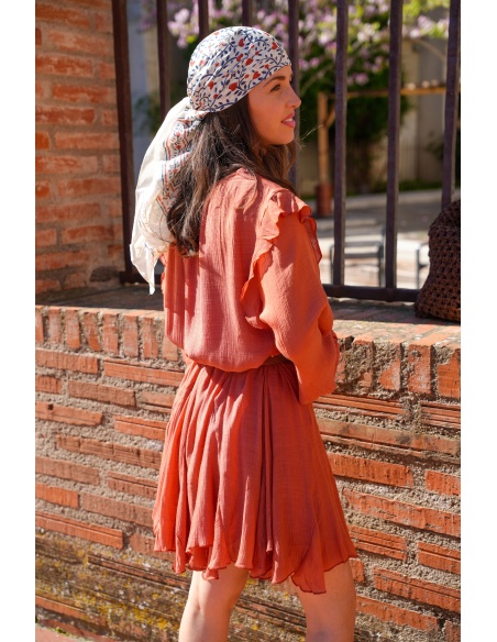 Robe Courte Terracotta SOULY - Élégance pour Femmes