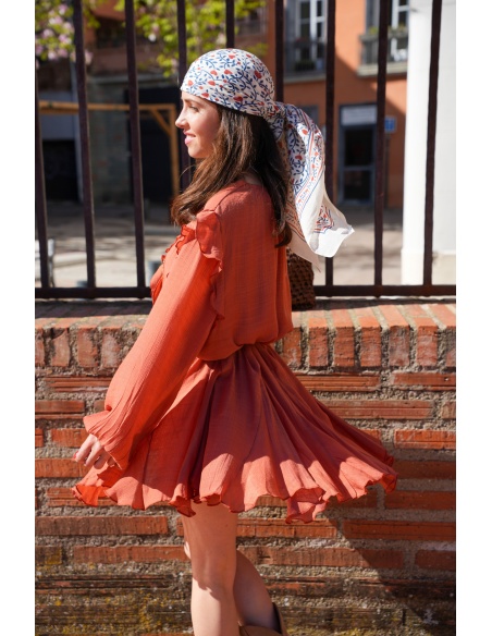 Robe Courte Terracotta SOULY - Élégance pour Femmes