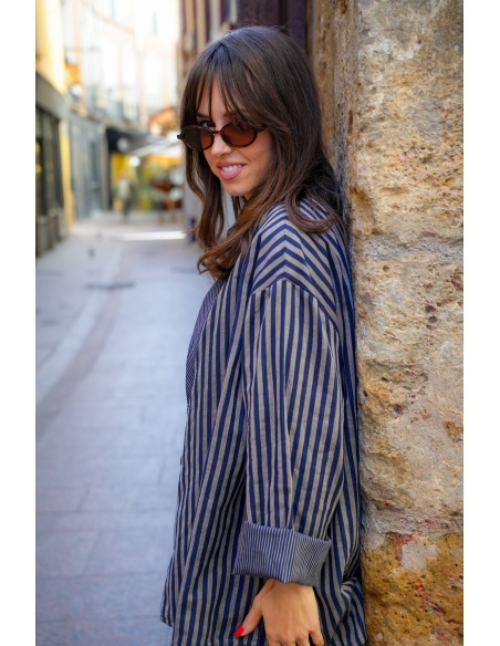 Giacca a righe blu scuro Johanna OUPY - Eleganza femminile