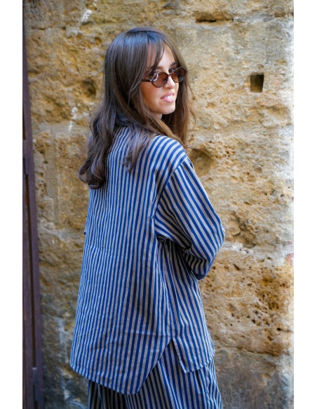 Giacca a righe blu scuro Johanna OUPY - Eleganza femminile