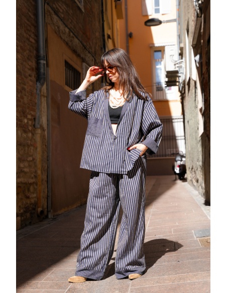 Giacca a righe blu scuro Johanna OUPY - Eleganza femminile