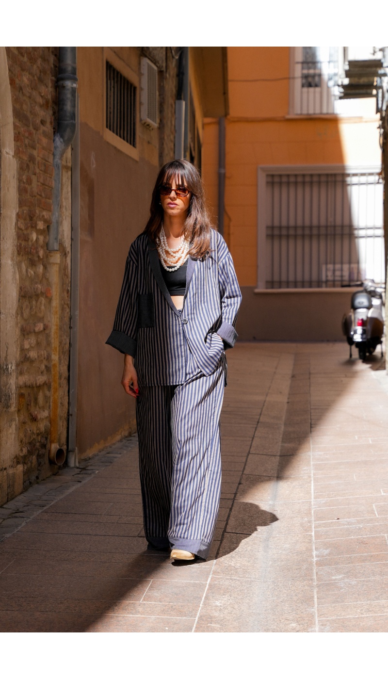 Pantalon Rayé Marine Johanna OUPA - Élégance Féminine