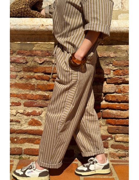 Pantalon Rayé Moutarde Johanna EVY - Style et Confort