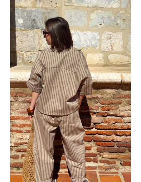 Blouse Rayée Moutarde Johanna LARA - Élégance et Style