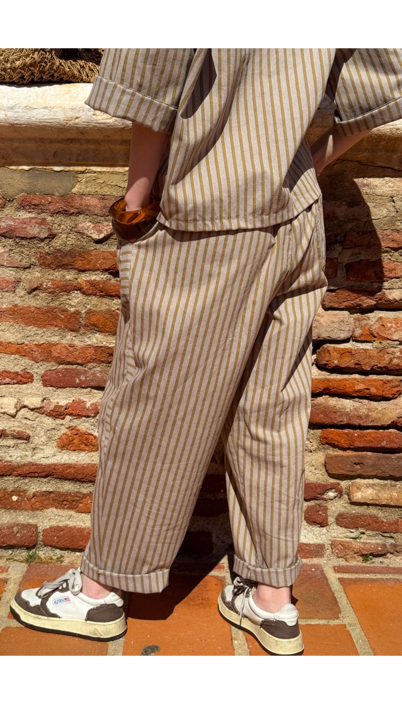 Pantalon Rayé Moutarde Johanna EVY - Style et Confort