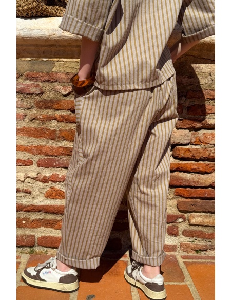 Pantalon Rayé Moutarde Johanna EVY - Style et Confort