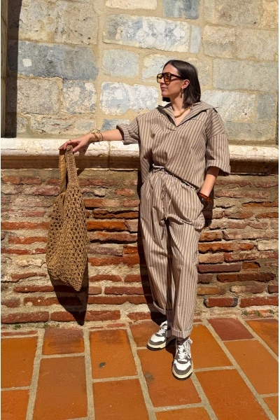 Blouse Rayée Moutarde Johanna LARA - Élégance et Style 2