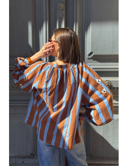 Blouse Rayée Camel Coeur TANIA