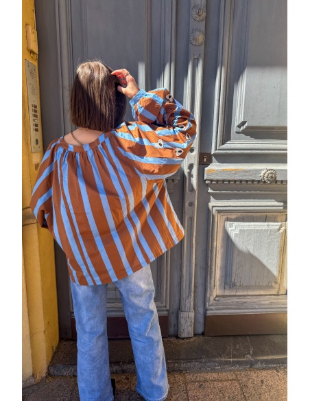 Blouse Rayée Camel Coeur TANIA
