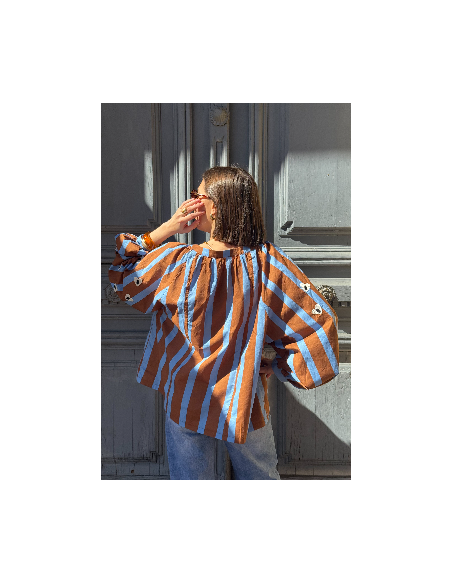 Blouse Rayée Camel Coeur TANIA