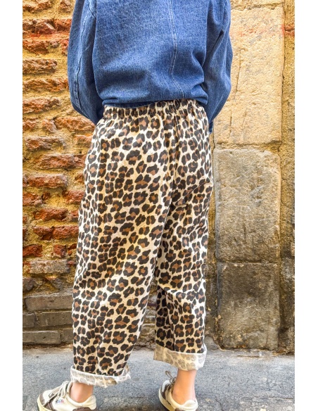 Pantalon Johanna Leopard Ecru - Style Chic pour Femmes