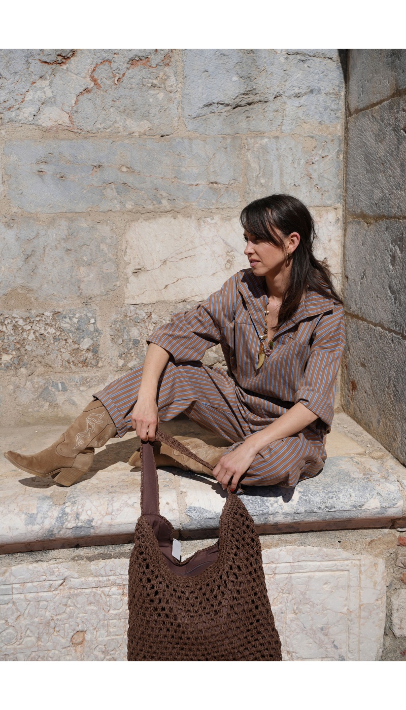 Pantalon Rayé Bleu Johanna EVY - Élégance et Confort