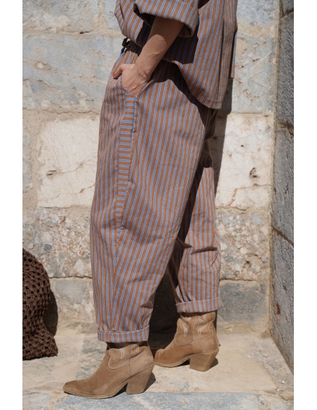 Pantalon Rayé Bleu Johanna EVY - Élégance et Confort