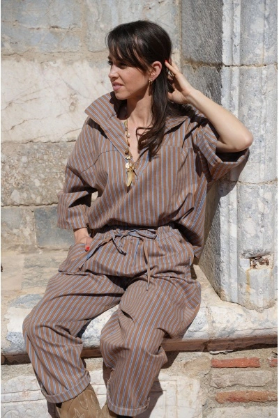 Pantalon Rayé Bleu Johanna EVY - Élégance et Confort