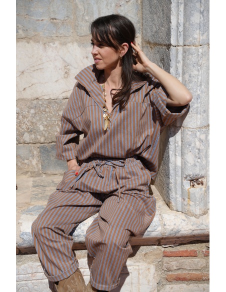 Pantalon Rayé Bleu Johanna EVY - Élégance et Confort