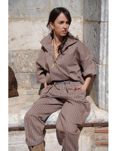 Pantalon Rayé Bleu Johanna EVY - Élégance et Confort