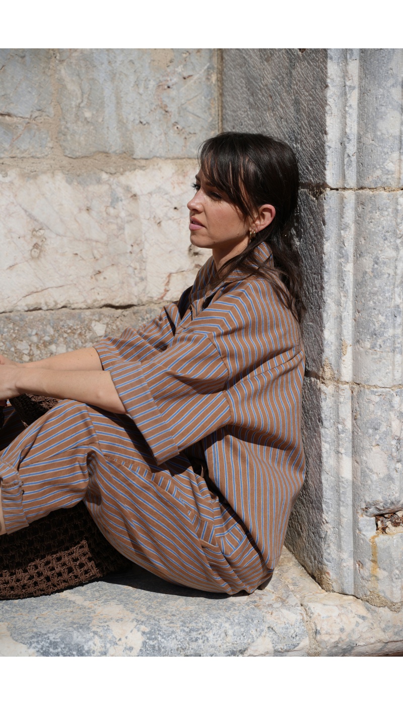 Pantalon Rayé Bleu Johanna EVY - Élégance et Confort