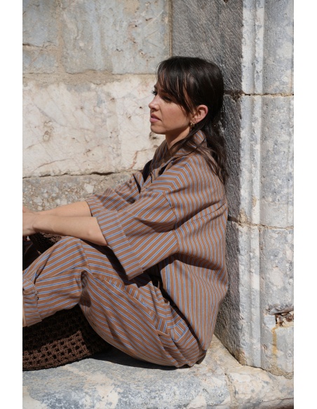 Pantalon Rayé Bleu Johanna EVY - Élégance et Confort