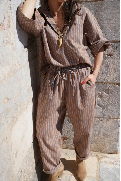 Pantalon Rayé Bleu Johanna EVY - Élégance et Confort 2