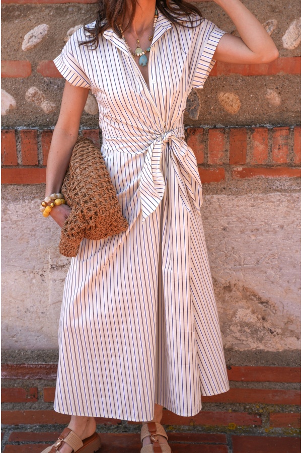 Ecru Striped Dress LIVIA 2