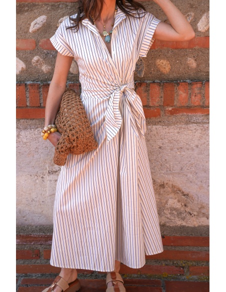 Robe Rayée Ecru LIVIA