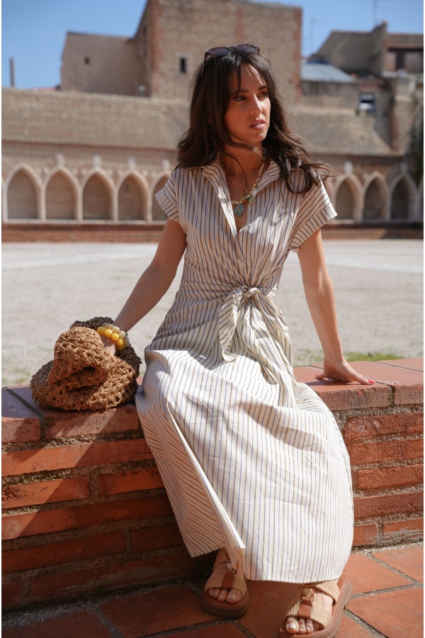 Vestido Rayas Crudo LIVIA