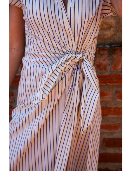 Ecru Striped Dress LIVIA