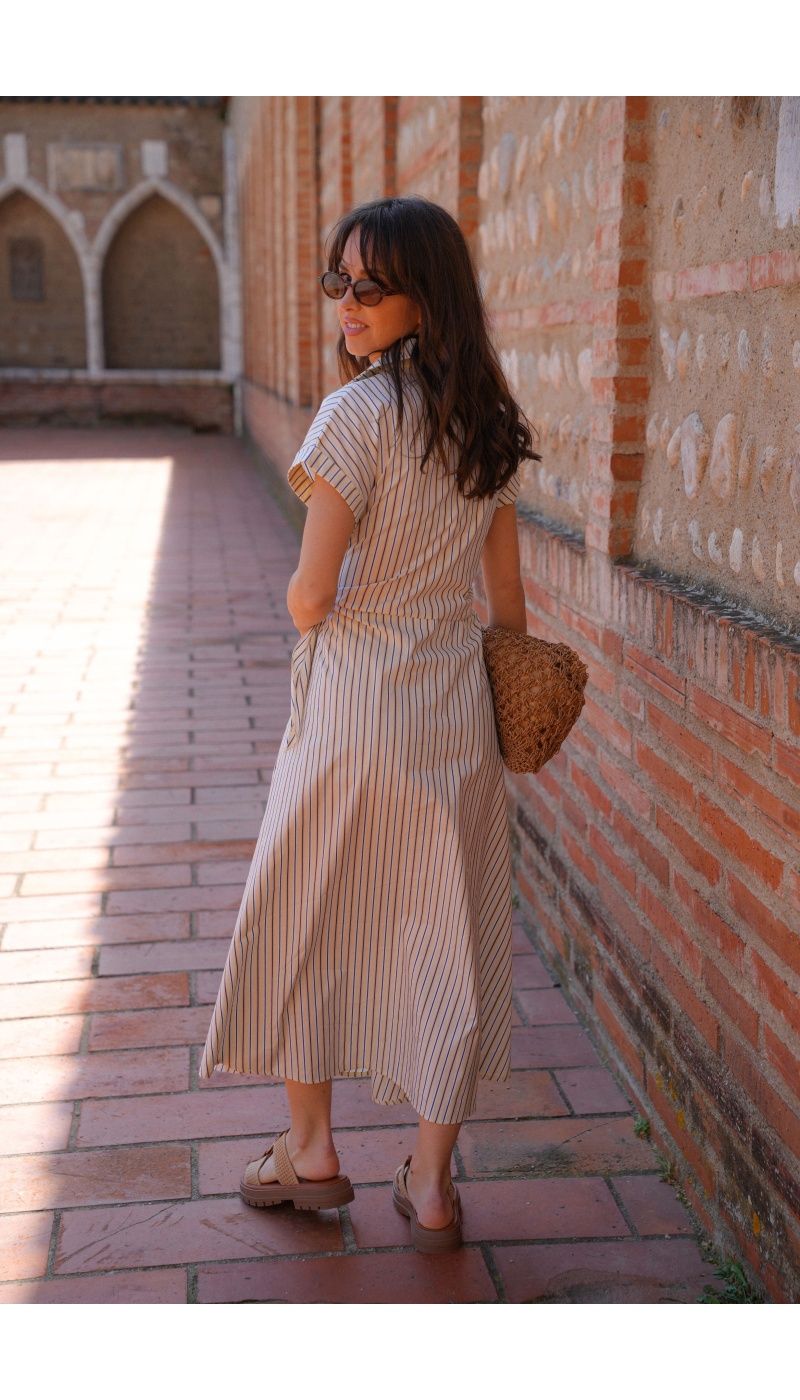 Robe Rayée Ecru LIVIA