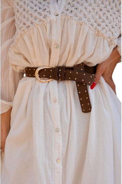 Ceinture Clous Dorés Marron JU