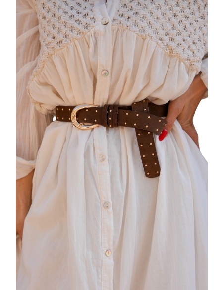 Ceinture Clous Dorés Marron JU