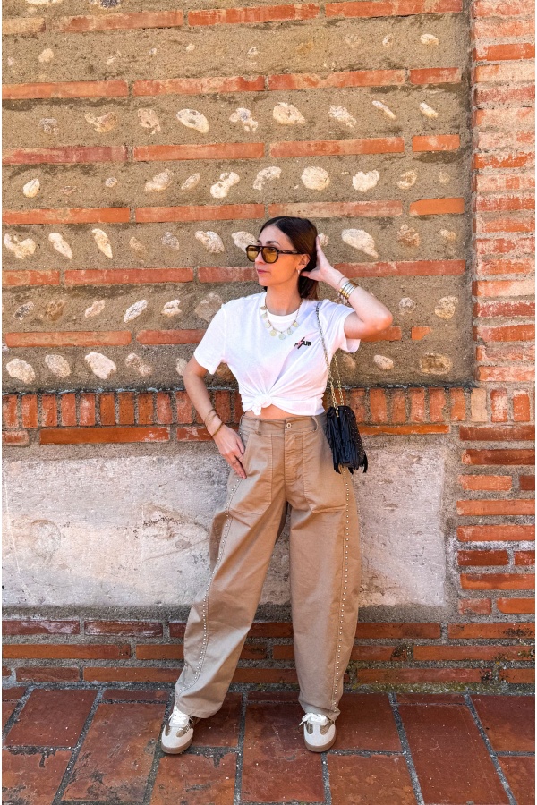 KAROL Camel Studded Trousers