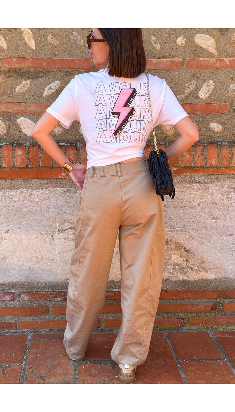 KAROL Kamelfarbene Nietenhose