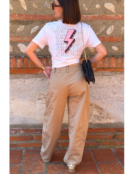 Pantaloni con borchie KAROL color cammello