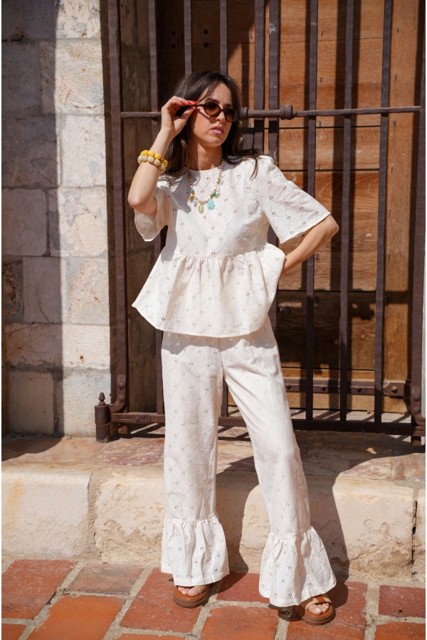 Pantalón Crudo Bordado LOUISE