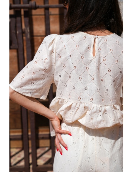 Ecru Embroidered Top LINA