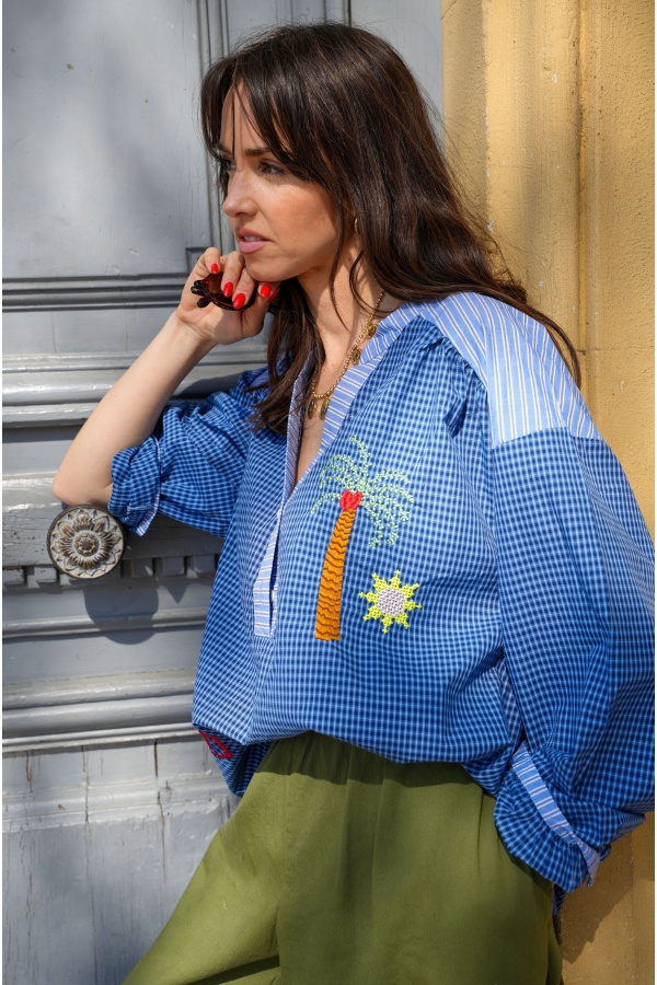 JORDANE Palm Tree Gestreifte Bluse 2