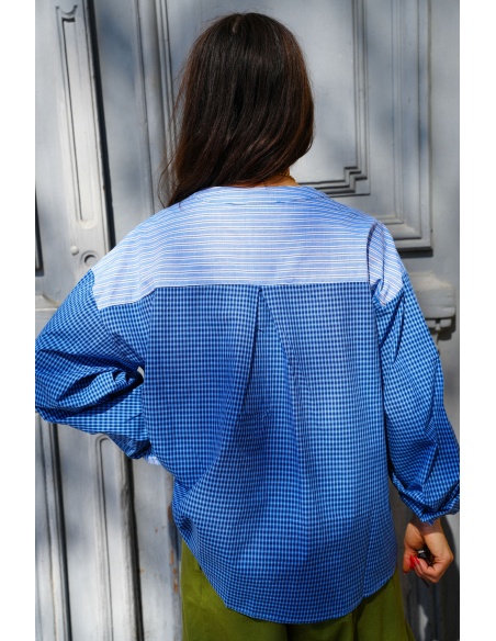 JORDANE Palm Tree Striped Blouse