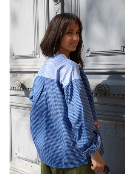 JORDANE Palm Tree Striped Blouse