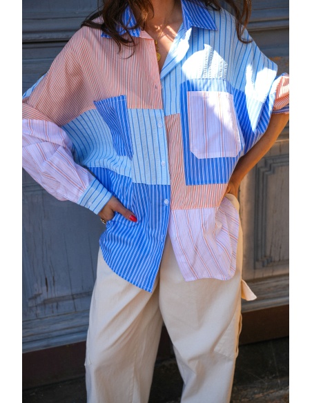 Chemisier Rayé Bleu Orange GABY